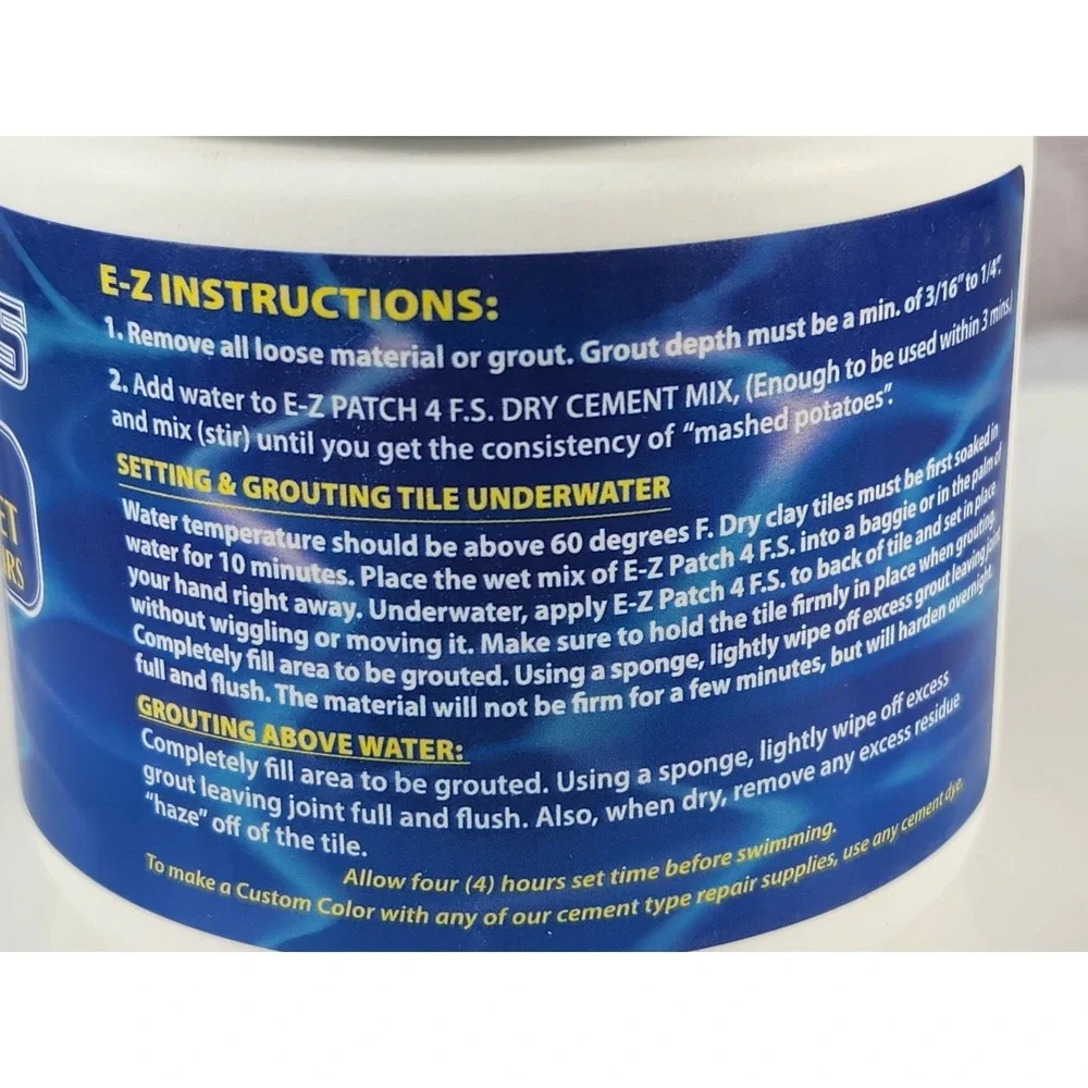 E-Z Patch Fast Setting Underwater White Pool Tile & Grout Set Repair NEW